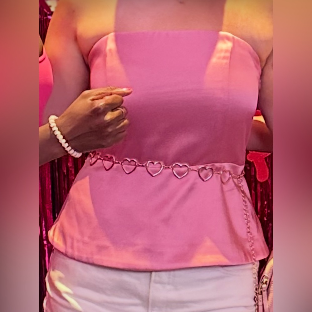 H&M Pink Strapless Satin Top